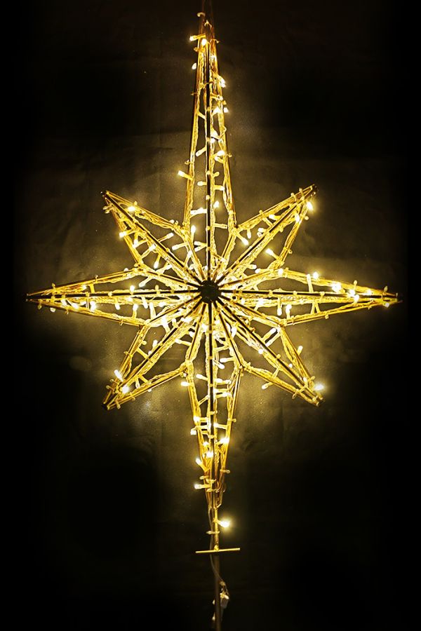 Макушка Звезда Восьмиконечная Светодиодная тепло-белая