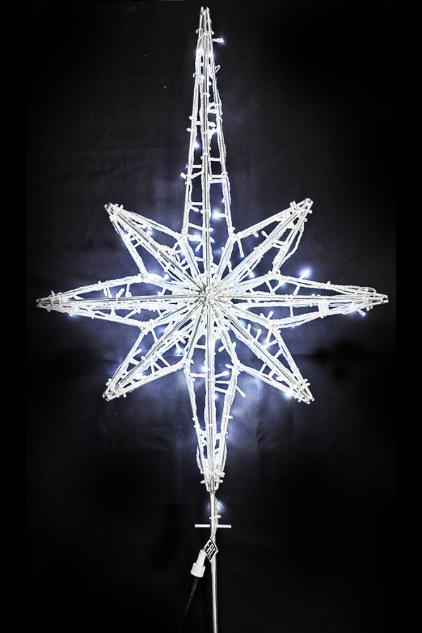 Макушка Звезда Восьмиконечная Светодиодная холодно-белая