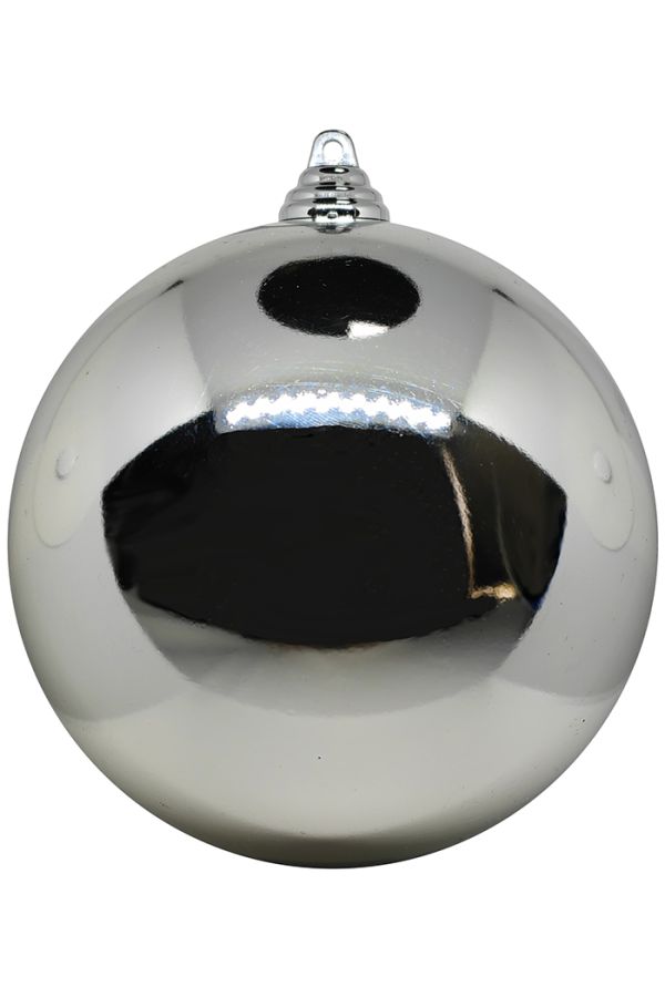 Шар пластиковый глянцевый от 12 до 25 см серебро