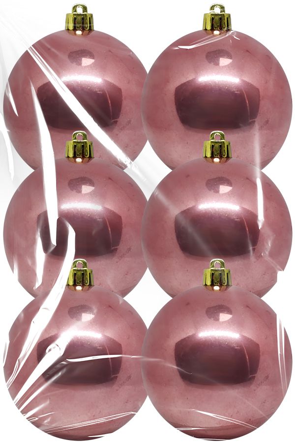 Набор пластиковых шаров глянец 8см 6шт розовый (УЦЕНКА)