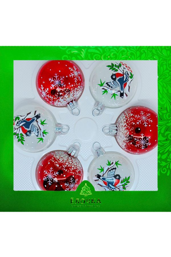 Набор елочных шаров Снегири С2377
