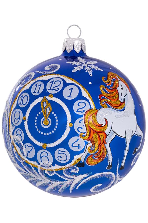 Елочный шар Лошадь Часы С475