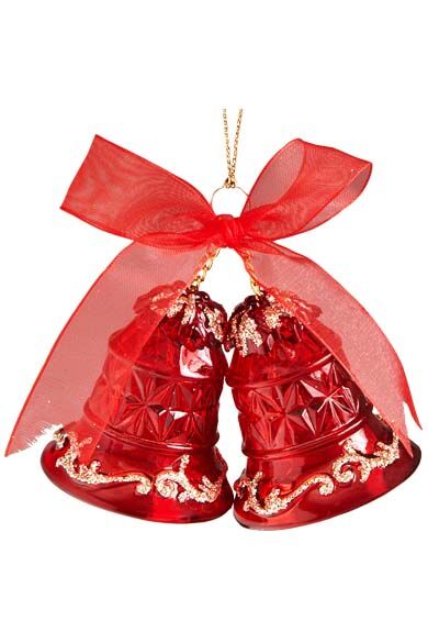 Елочное украшение Колокольчики красно-золотые 8см AR0702R