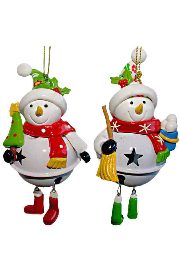 Елочное украшение Фигурка-подвеска Снеговик-колокольчик MC0075A/B