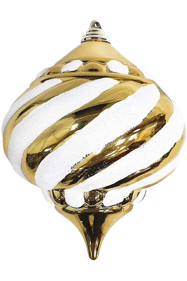 Новогоднее украшение Луковица витая 15см бело-золотая  